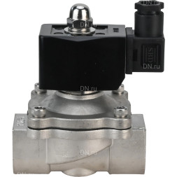 Клапан электромагнитный VS331-VT-NO-24VDC 1″ Ду25 Ру10, соленоидный двухходовой, корпус - нержавеющая сталь 304, уплотнение - Viton, резьбовой, нормально-открытый, прямого действия, катушка - 24В