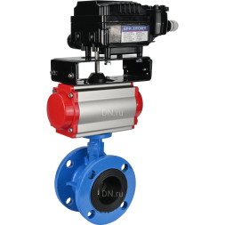 Затвор дисковый поворотный WBV1313E-2W-F-H Ду65 Ру16 фланцевый, корпус - чугун GGG40, диск - чугун GGG40, уплотнение - EPDM, с пневмоприводом PA-DA-105 и позиционером YT-1000RSN без обратной связи