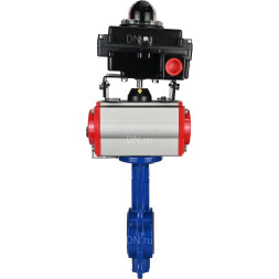 Затвор дисковый поворотный WBV1432E-2W-Fb-H Ду100 Ру16, корпус - чугун GGG50, диск - нержавеющая сталь 316L, уплотнение - EPDM, с пневмоприводом PA-DA-083 двойного действия, пневмораспределителем 4M310-08 AC220V, БКВ APL-410N EX