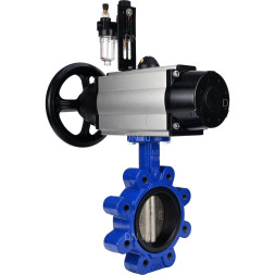 Затвор дисковый поворотный WBV1616E-2W-Fb-H Ду150 Ру16 LUG корпус - чугун QT450, диск - чугун QT450, уплотнение - EPDM, с пневмоприводом PA-DA-105-1, пневмораспределителем 4M310-08 AC220V и БПВ AFC2000