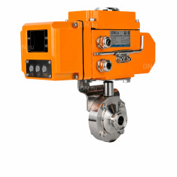 Затвор дисковый поворотный WBV3131S-2W-C-H Ду25 Ру10 кламповый, корпус - пищевая нержавеющая сталь 304, уплотнение - Silicon, с электроприводом QT-N-005EM-A1-220VAC-У1 c датчиком обратной связи и входным управляющим сигналом 4-20мА HARK