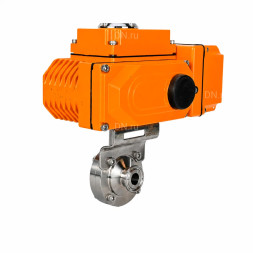 Затвор дисковый поворотный WBV3131S-2W-C-H Ду25 Ру10 кламповый, корпус - пищевая нержавеющая сталь 304, уплотнение - Silicon, с электроприводом QT-N-005EM-A1-220VAC-У1 c датчиком обратной связи и входным управляющим сигналом 4-20мА HARK
