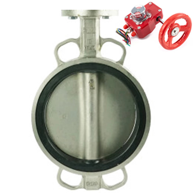 Затвор дисковый поворотный WBV3131V-2W-Fb-H Ду125 Ру16 межфланцевый, корпус - нержавеющая сталь 304, диск - нержавеющая сталь 304, уплотнение - VITON, с редуктором HGBF RQN2-320Z с индикатором положения и датчиком обратной связи