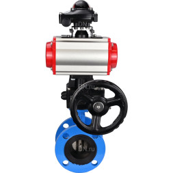 Затвор дисковый поворотный WBV1313E-2W-F-H Ду125 Ру16 фланцевый, корпус - чугун GGG40, диск - чугун GGG40, EPDM, с пневмоприводом PA-DA-130, пневмораспределителем 4M310-08 AC220V, БКВ APL-210N и ручным дублером MON1-250-T26-ISO