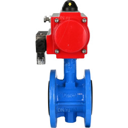 Затвор дисковый поворотный WBV1313E-2W-F-H Ду80 Ру16 фланцевый, корпус - чугун GGG40, диск - чугун GGG40, уплотнение - EPDM, с пневмоприводом PA-DA-105 и пневмораспределителем 4M310-08 DC24V