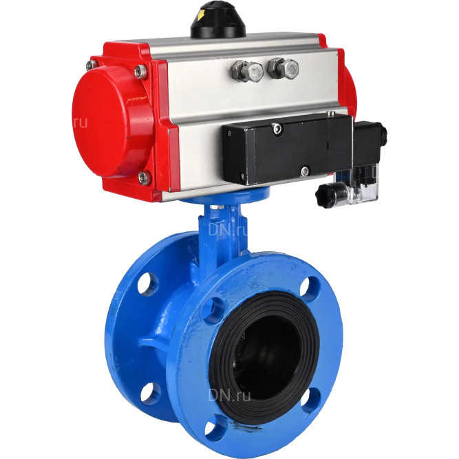 Затвор дисковый поворотный WBV1313E-2W-F-H Ду80 Ру16 фланцевый, корпус - чугун GGG40, диск - чугун GGG40, уплотнение - EPDM, с пневмоприводом PA-DA-105 и пневмораспределителем 4M310-08 DC24V