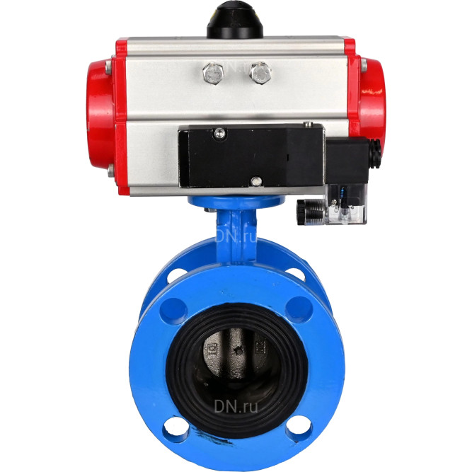 Затвор дисковый поворотный WBV1313E-2W-F-H Ду80 Ру16 фланцевый, корпус - чугун GGG40, диск - чугун GGG40, уплотнение - EPDM, с пневмоприводом PA-DA-105 и пневмораспределителем 4M310-08 DC24V