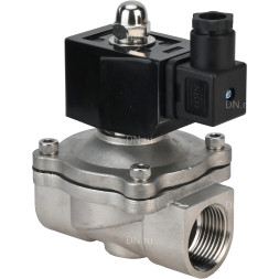 Клапан электромагнитный VS331-ET-NC-220VAC 1 1/2″ Ду40 Ру10, соленоидный двухходовой, корпус - нержавеющая сталь 304, уплотнение - EPDM, резьбовой, нормально-закрытый, прямого действия, катушка - 220В