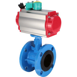 Затвор дисковый поворотный WBV1331E-2W-F-H Ду50 Ру16 корпус - чугун GGG40, диск - нержавеющая сталь 304, уплотнение - EPDM, с пневмоприводом PA-DA-105, пневмораспределителем 4M310-08 AC220V и магнитным переключателем ALS200D