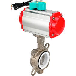 Затвор дисковый поворотный WBV3131P-2W-Fb-H Ду150 Ру16 корпус - нержавеющая сталь 304, диск - нержавеющая сталь 304, уплотнение - PTFE, с пневмоприводом PA-DA-105 и магнитным переключателем ALS200D