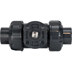 Кран шаровой BV4242E-FP-GRM-ISO Дн25 Ру10 полнопроходной, клеевой с разборным муфтовым соединением, корпус - UPVC (НПВХ), шар - UPVC (НПВХ), уплотнение - EPDM, с ISO-фланцем и голым штоком квадратным