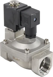 Клапан электромагнитный VS431-VT-NC-24VDC 1″ Ду25 Ру16, соленоидный двухходовой, корпус - нержавеющая сталь 304, уплотнение - Viton, резьбовой, нормально-закрытый, пилотный, катушка - 24В