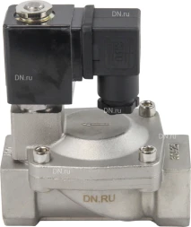 Клапан электромагнитный VS431-VT-NC-24VDC 1″ Ду25 Ру16, соленоидный двухходовой, корпус - нержавеющая сталь 304, уплотнение - Viton, резьбовой, нормально-закрытый, пилотный, катушка - 24В