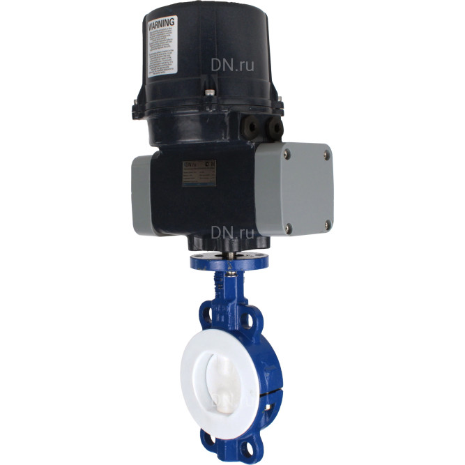 Затвор дисковый поворотный WBV3434Pf-2W-Fb-H Ду80 Ру16 корпус - углеродистая сталь WCB, диск - углеродистая сталь WCB, футерованный PTFE, уплотнение - PTFE, с электроприводом четвертьоборотным QTSA-N-007EM-O0-220VAC с пружинным возвратом