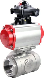 Кран шаровой BV3232P(4pc)-SP-3WL-T-ISO-H Ду65 Ру40 стандартнопроходной трехходовой L-тип, нерж. сталь SS316, внутренняя резьба, уплотнение - PTFE, пн.приводом PA-DA-083, пн.распределителем 4M310-08 AC220V и БКВ APL-210N