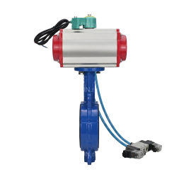 Затвор дисковый поворотный WBV1432N-2W-Fb-H Ду80 Ру16 корпус - чугун GGG50, диск - нержавеющая сталь 316L, уплотнение - NBR, с пневмоприводом PA-SA-105, пневмораспределителем 4V320-08 AC220V и магнитным переключателем ALS200D