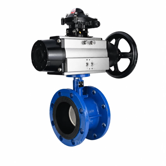 Затвор дисковый поворотный WBV1331E-2W-F-H Ду50 Ру16 фланцевый, корпус - чугун GGG40, диск - нержавеющая сталь 304, уплотнение - EPDM, с пневмоприводом PA-DA-105-1 и БКВ APL-210N