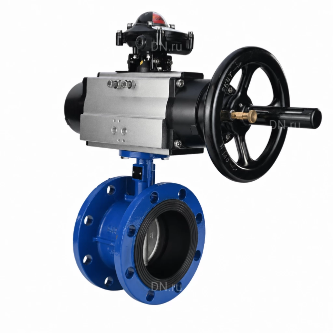 Затвор дисковый поворотный WBV1331E-2W-F-H Ду50 Ру16 фланцевый, корпус - чугун GGG40, диск - нержавеющая сталь 304, уплотнение - EPDM, с пневмоприводом PA-DA-105-1 и БКВ APL-210N