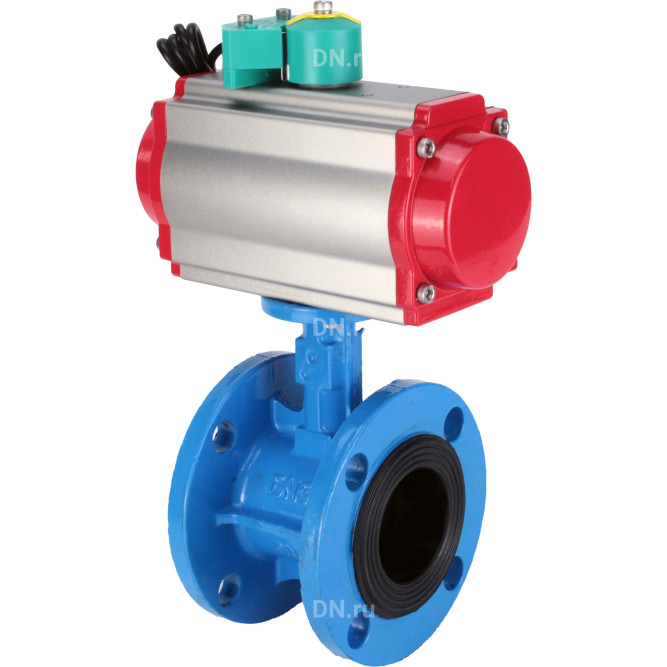 Затвор дисковый поворотный WBV1331E-2W-F-H Ду50 Ру16 корпус - чугун GGG40, диск - нержавеющая сталь 304, уплотнение - EPDM, с пневмоприводом PA-DA-105, пневмораспределителем 4M310-08 DC24V и магнитным переключателем ALS200D