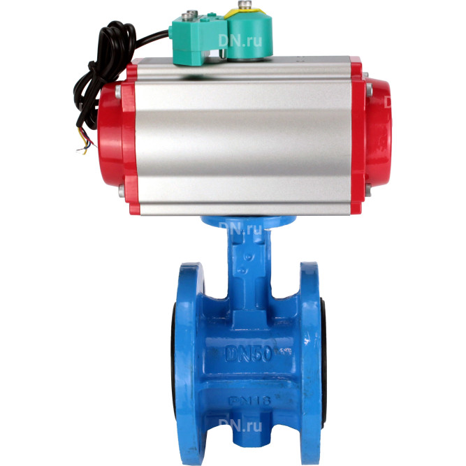 Затвор дисковый поворотный WBV1331E-2W-F-H Ду50 Ру16 корпус - чугун GGG40, диск - нержавеющая сталь 304, уплотнение - EPDM, с пневмоприводом PA-DA-105, пневмораспределителем 4M310-08 DC24V и магнитным переключателем ALS200D