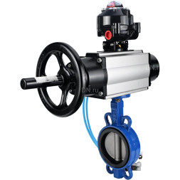 Затвор дисковый поворотный WBV1132N-2W-Fb-H Ду150 Ру16, корпус - чугун GG25, диск - нержавеющая сталь 316L, уплотнение - NBR, с пневмоприводом PA-DA-105-1 двойного действия, с пневмораспределителем 4V320-10 AC220V, с БКВ APL-510N-EX