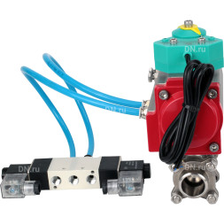 Кран шаровой BV3232P(3pc)-FP-W-ISO-H Ду25 Ру63 полнопроходной, корпус - нержавеющая сталь 316, уплотнение - PTFE, под приварку, с пневмоприводом PA-DA-052, пневмораспределителем 4V320-08 AC220V и магнитным переключателем ALS200D