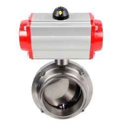Затвор дисковый поворотный кламповый WBV3131S-2W-C-H Ду32 Ру10 корпус - пищевая нержавеющая сталь 304, уплотнение – Silicon, с пневмоприводом PA-DA-065 двойного действия