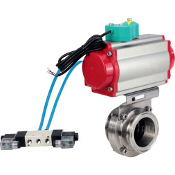 Затвор дисковый поворотный кламповый WBV3131E-2W-C-H Ду80 Ру10 корпус - пищевая нержавеющая сталь 304, уплотнение - EPDM, с пневмоприводом PA-DA-052, пневмораспределителем 4V320-08 AC220V и магнитным переключателем ALS200D