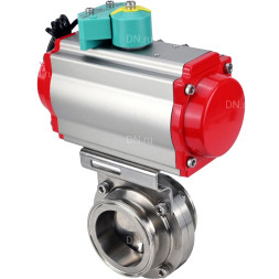 Затвор дисковый поворотный кламповый WBV3131S-2W-C-H Ду15 Ру10 корпус - пищевая нержавеющая сталь 304, уплотнение - Silicon, с пневмоприводом PA-DA-052, пневмораспределителем 4M310-08 AC220V и магнитным переключателем ALS200D