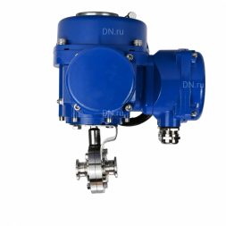 Затвор дисковый поворотный WBV3131E-2W-C-H Ду20 Ру10 кламповый, корпус - пищевая нержавеющая сталь 304, уплотнение - EPDM, с электроприводом QT-N-005M-O2-220VAC-У1 с моментной муфтой и штурвалом