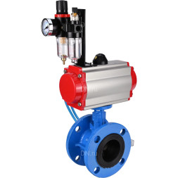 Затвор дисковый поворотный WBV1313E-2W-F-H Ду65 Ру16 фланцевый, корпус - чугун GGG40, диск - чугун GGG40, уплотнение - EPDM, с пневмоприводом PA-DA-105, пневмораспределителем 4V320-08 AC220V и БПВ AFC2000