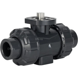 Кран шаровой BV4242E-FP-GRM-ISO Дн80 Ру10 полнопроходной, клеевой с разборным муфтовым соединением, корпус - UPVC (НПВХ), шар - UPVC (НПВХ), уплотнение - EPDM, с ISO-фланцем и голым штоком квадратным
