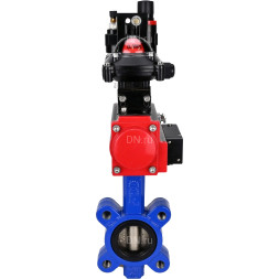 Затвор дисковый поворотный WBV1616N-2W-Fb-H Ду125 Ру16 LUG корпус - чугун QT450, диск - чугун QT450, уплотнение - NBR, с пневмоприводом PA-SA-140, пневмораспределителем 4M310-08 AC220V, БКВ APL-210N и БПВ AFC2000