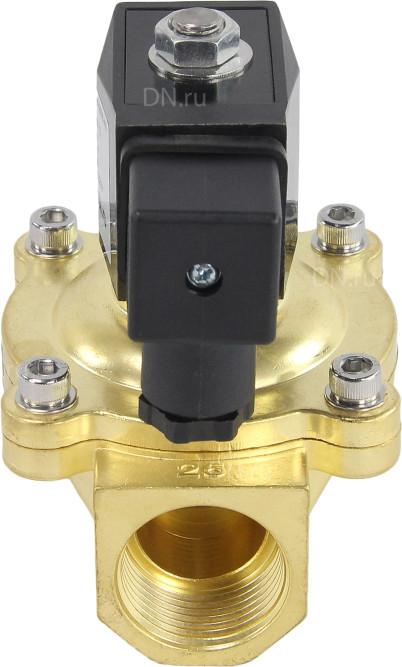 Клапан электромагнитный VS200-NT-NC-220VAC 1″ Ду25 Ру10, соленоидный двухходовой, корпус - латунь, уплотнение - NBR, резьбовой, нормально-закрытый, прямого действия, катушка - 220В