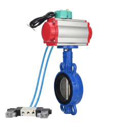 Затвор дисковый поворотный WBV1432N-2W-Fb-H Ду65 Ру16 корпус - чугун GGG50, диск - нержавеющая сталь 316L, уплотнение - NBR, с пневмоприводом PA-SA-105, пневмораспределителем 4V320-10 AC220V и магнитным переключателем ALS200D