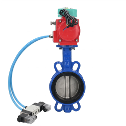 Затвор дисковый поворотный WBV1432N-2W-Fb-H Ду65 Ру16 корпус - чугун GGG50, диск - нержавеющая сталь 316L, уплотнение - NBR, с пневмоприводом PA-SA-105, пневмораспределителем 4V320-10 AC220V и магнитным переключателем ALS200D