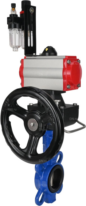 Затвор дисковый поворотный WBV1132N-2W-Fb-H Ду200 Ру16, корпус - чугун GG25, диск - нержавеющая сталь 316L, уплотнение - NBR, с пневмоприводом PA-DA-130, пневмораспределителем 4M310-08 DC24V, ручным дублером MON3-700-T38-ISO, БПВ AFC2000