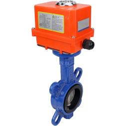 Затвор дисковый поворотный WBV1432N-2W-Fb-H Ду50 Ру16, корпус - чугун GGG50, диск - нержавеющая сталь 316L, уплотнение - NBR, с электроприводом MINI QT-N-003EM-1-220VAC-У1