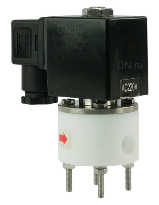 Клапан электромагнитный VS841-VT-NC-24VDC 1 1/4″ Ду32 Ру6 соленоидный двухходовой, корпус - PTFE, уплотнение - VITON, резьбовой, прямого действия, нормально закрытый, катушка - 24В