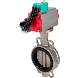 Затвор дисковый поворотный WBV3232N-2W-Fb-H Ду50 Ру16 корпус - нержавеющая сталь 316L, диск - нержавеющая сталь 316L, уплотнение - NBR, с пневмоприводом PA-DA-065, пневмораспределителем 4M310-08 AC220V и магнитным переключателем ALS200D