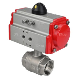 Кран шаровой BV3232P(2pc)-FP-T-ISO-H Ду15 Ру63 полнопроходной двухходовой, нержавеющая сталь 316, внутренняя резьба, уплотнение - PTFE, с пневмоприводом PA-SA-052 с возвратными пружинами