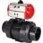 Кран шаровой BV4242E-FP-GRM-ISO Дн15 Ру10 полнопроходной, корпус - НПВХ, шар - НПВХ, уплотнение - EPDM, с пневмоприводом PA-DA-052 двойного действия