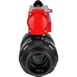 Кран шаровой BV4242E-FP-GRM-ISO Дн15 Ру10 полнопроходной, корпус - НПВХ, шар - НПВХ, уплотнение - EPDM, с пневмоприводом PA-DA-052 двойного действия