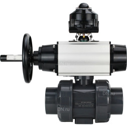 Кран шаровой BV4242E-FP-GRM-ISO Дн100 Ру10 полнопроходной, корпус - НПВХ, шар - НПВХ, уплотнение - EPDM, с пневмоприводом PA-DA-105-1, пневмораспределителем 4M310-08 DC24V и БКВ APL-510N EX