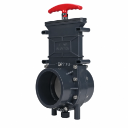 Задвижка шиберная GVKR4344TPV-2W-G-Hт Ду65 Ру1.6 клеевая, с выдвижным штоком, материал корпуса - ПВХ (PVC), шибер - пластик ABS, уплотнение - TPV (ТПВ), с ручкой