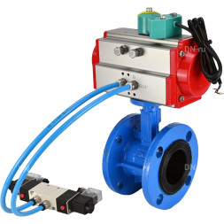 Затвор дисковый поворотный WBV1331E-2W-F-H Ду50 Ру16 корпус - чугун GGG40, диск - нержавеющая сталь 304, уплотнение - EPDM, с пневмоприводом PA-DA-105, пневмораспределителем 4V320-08 AC220V и магнитным переключателем ALS200D