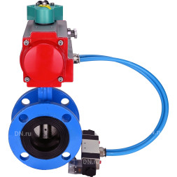 Затвор дисковый поворотный WBV1331E-2W-F-H Ду50 Ру16 корпус - чугун GGG40, диск - нержавеющая сталь 304, уплотнение - EPDM, с пневмоприводом PA-DA-105, пневмораспределителем 4V320-08 AC220V и магнитным переключателем ALS200D