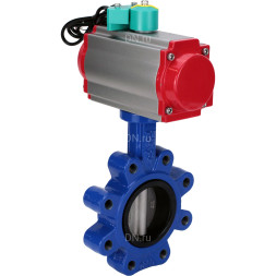 Затвор дисковый поворотный WBV1631E-2W-Fb-H Ду100 Ру16 LUG корпус - чугун QT450, диск - нержавеющая сталь 304, уплотнение - EPDM, с пневмоприводом PA-DA-083 и магнитным переключателем ALS200D