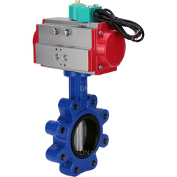 Затвор дисковый поворотный WBV1631E-2W-Fb-H Ду100 Ру16 LUG корпус - чугун QT450, диск - нержавеющая сталь 304, уплотнение - EPDM, с пневмоприводом PA-DA-083 и магнитным переключателем ALS200D