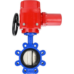 Затвор дисковый поворотный WBV1631E-2W-Fb-H Ду125 Ру16 LUG межфланцевый, корпус - чугун QT450, диск - нержавеющая сталь AISI 304, уплотнение - EPDM, с электроприводом QT-EX-015M-O2-220VAC-У1 с моментной муфтой и штурвалом